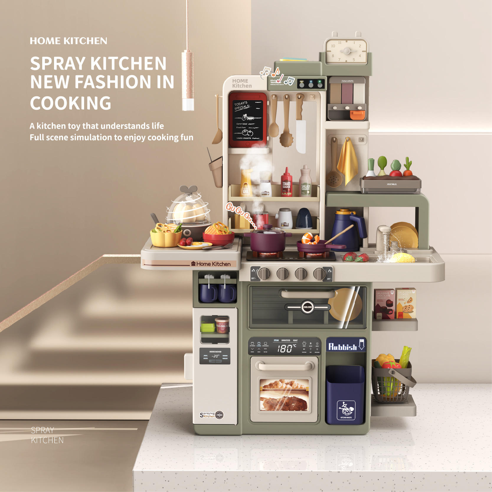 88 PCS Kitchen Playset with Cereal Container