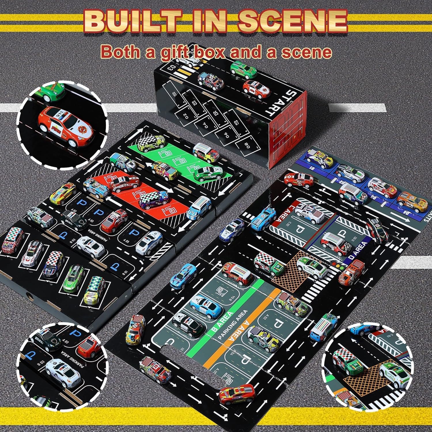 48pcs Mini Alloy Die-Cast Cars Set with Storage Box