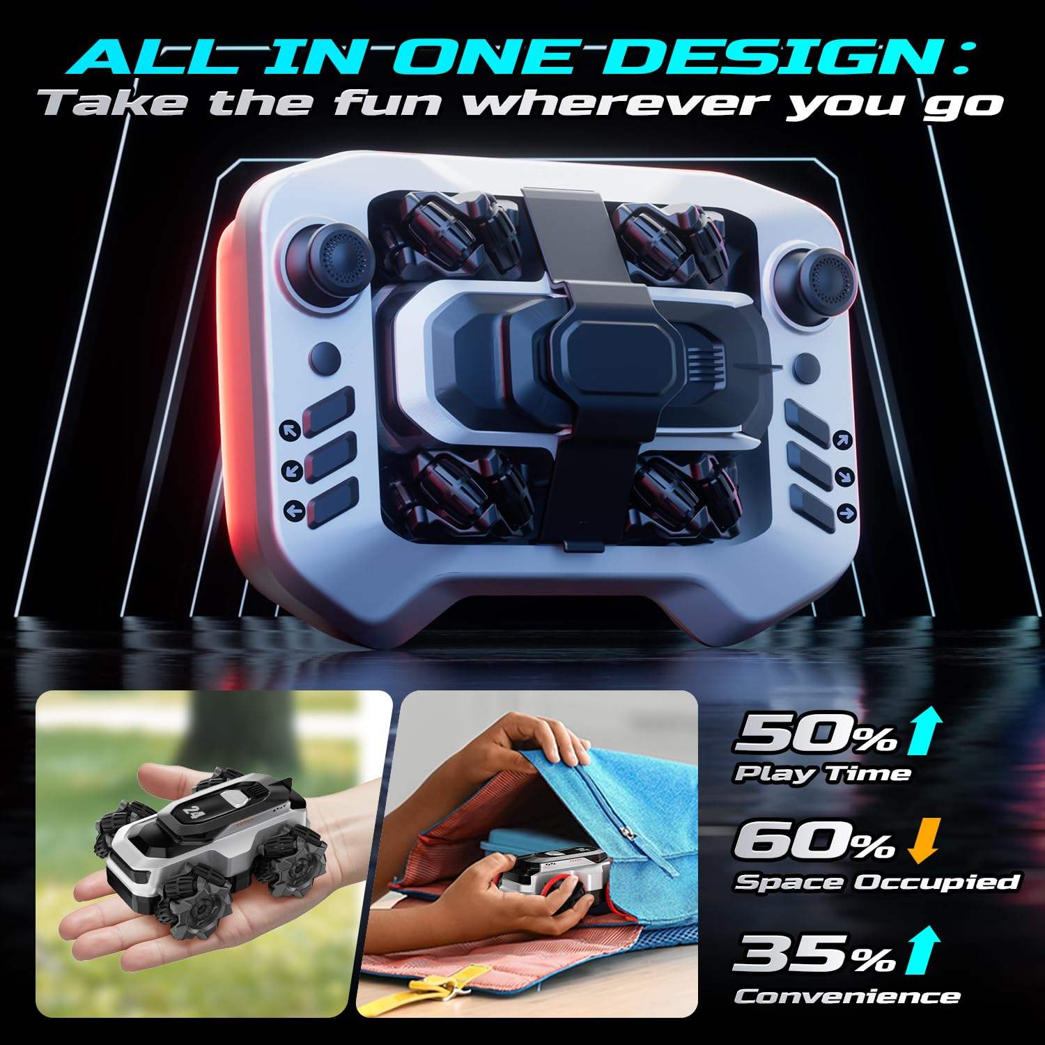 Mini 4WD RC Stunt Car 360° Amphibious Drive