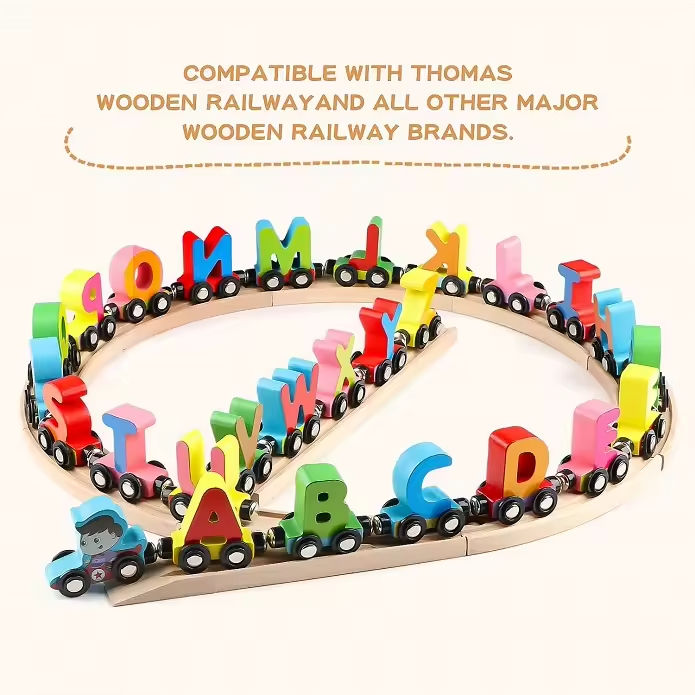 26 Alphabets Wooden Magnetic Train Includes A-Z