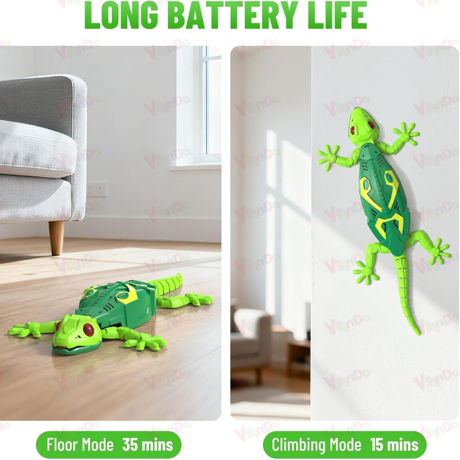 RC Wall Climbing Lizard Toy with LED Eyes, Full Rotation