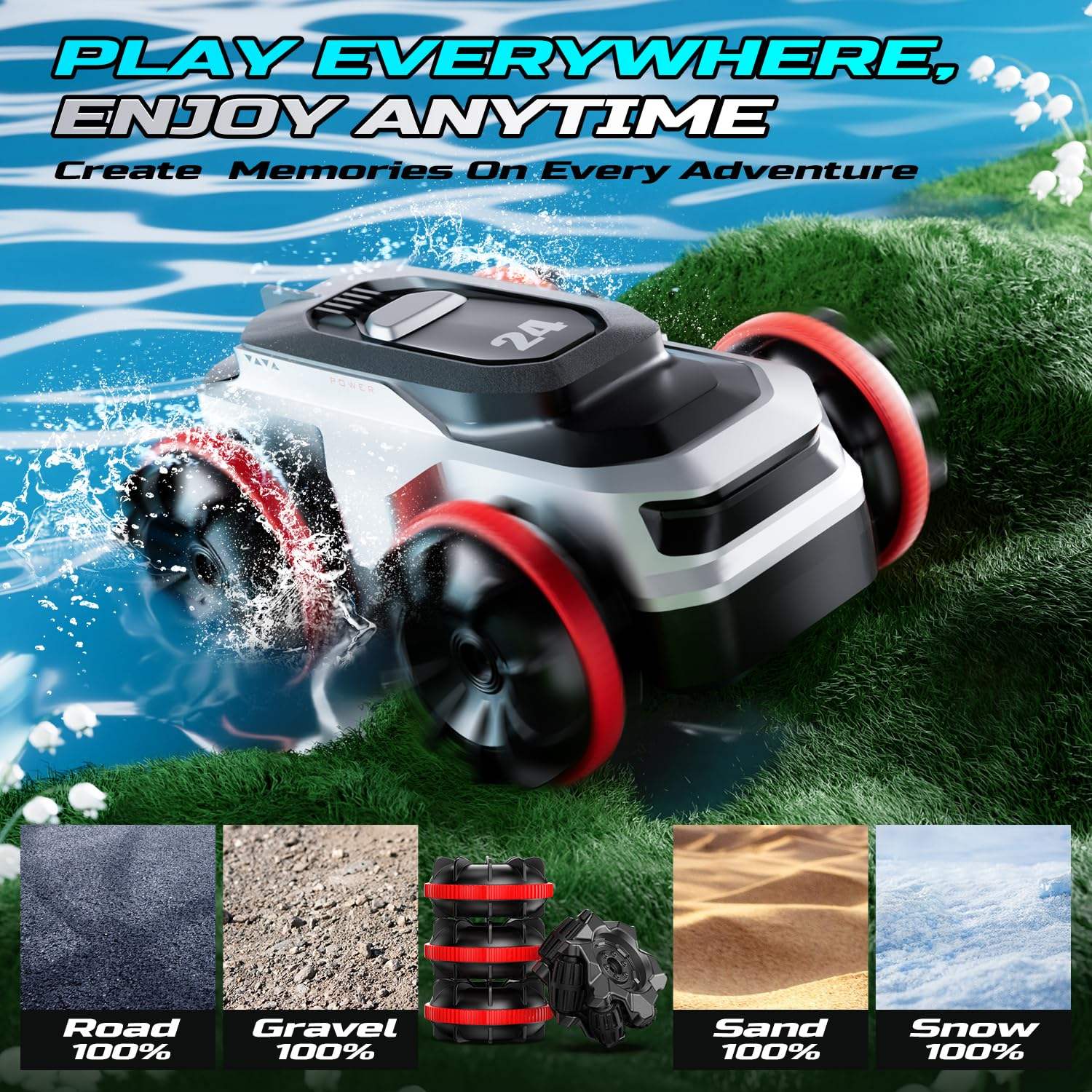 Mini 4WD RC Stunt Car 360° Amphibious Drive