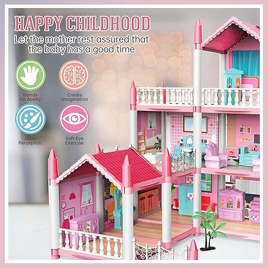 Big Princess Doll House for Kids – 14 Rooms