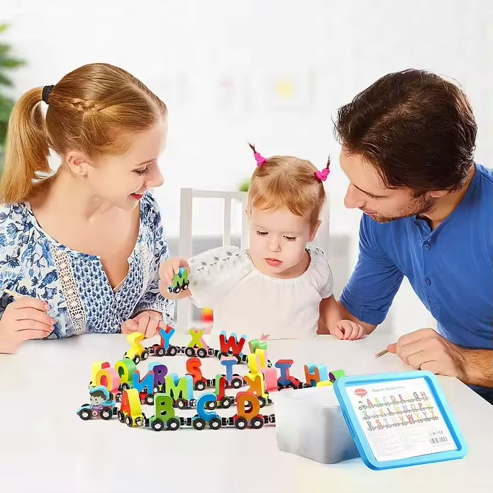 26 Alphabets Wooden Magnetic Train Includes A-Z