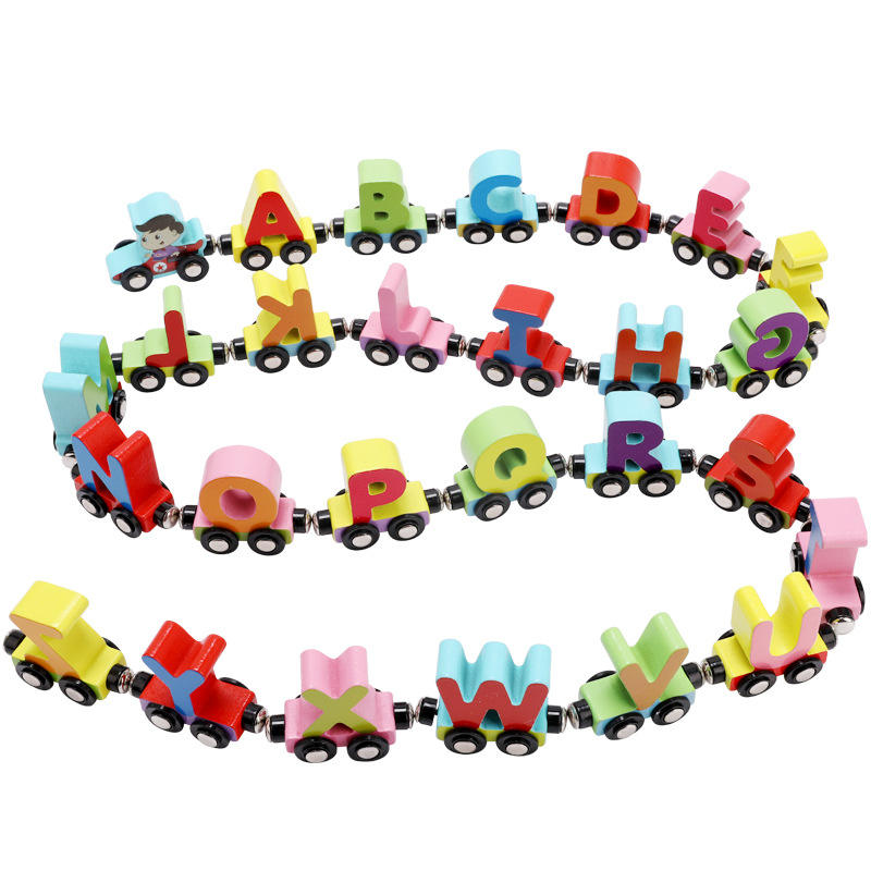 26 Alphabets Wooden Magnetic Train Includes A-Z