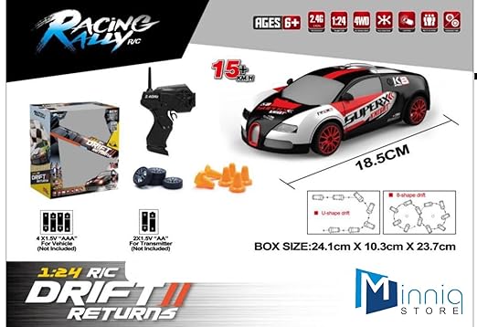 RC Drift Racing Car with LED Lights & Rechargeable Battery