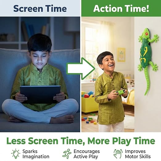 RC Wall Climbing Lizard Toy with LED Eyes, Full Rotation