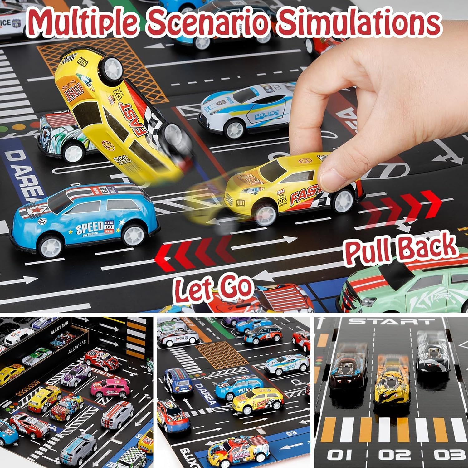 48pcs Mini Alloy Die-Cast Cars Set with Storage Box
