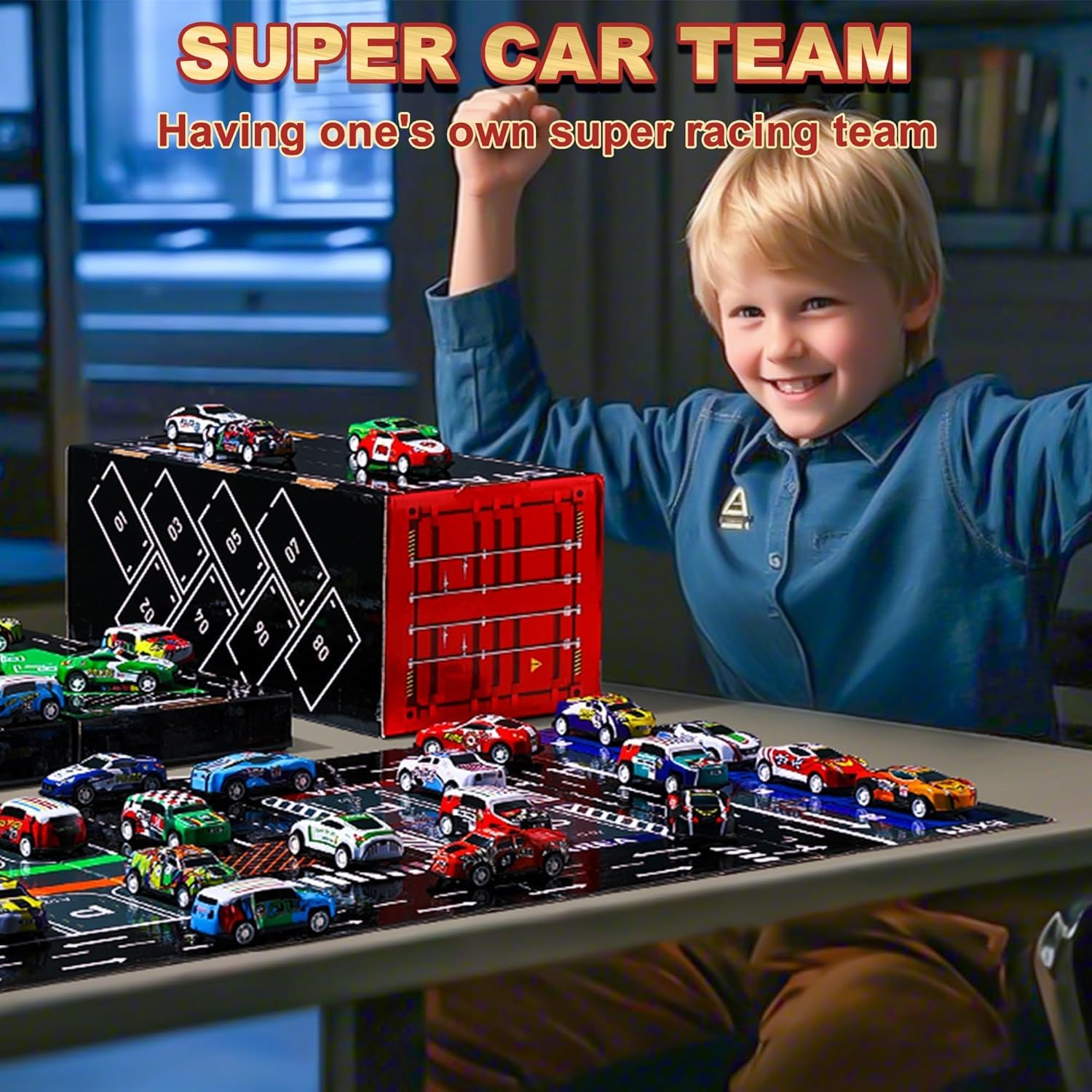 48pcs Mini Alloy Die-Cast Cars Set with Storage Box