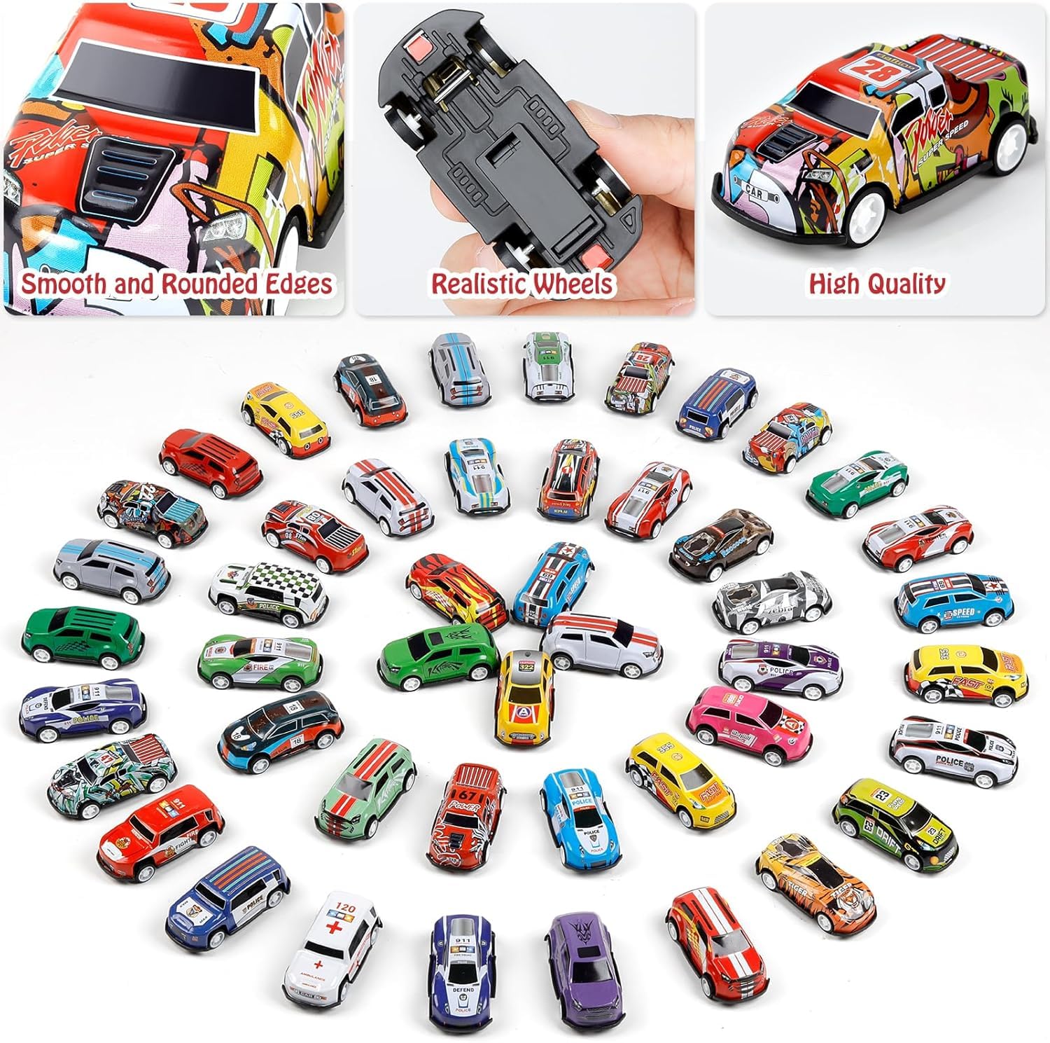 48pcs Mini Alloy Die-Cast Cars Set with Storage Box