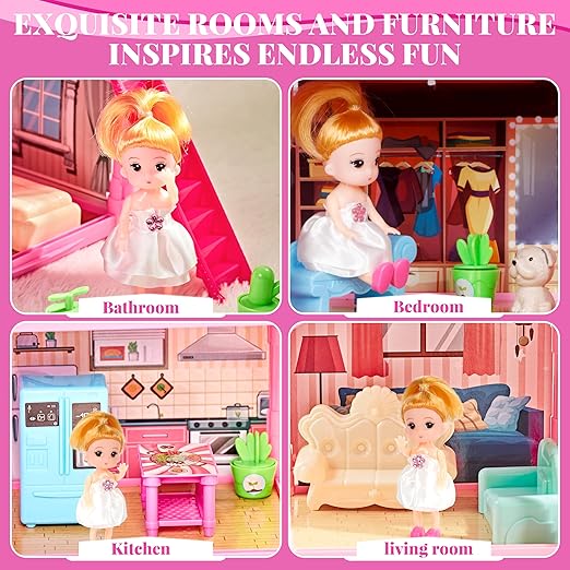 13 Room Doll House for Girls with Dolls