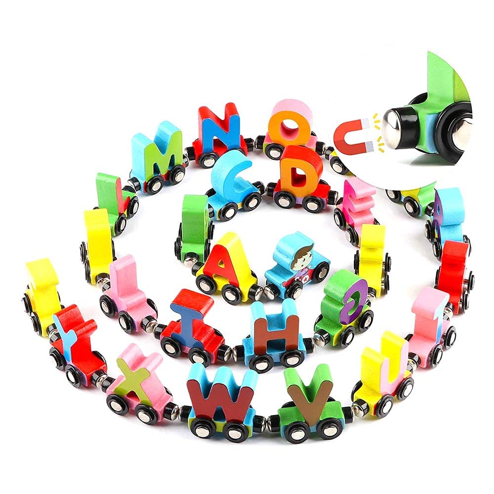 26 Alphabets Wooden Magnetic Train Includes A-Z