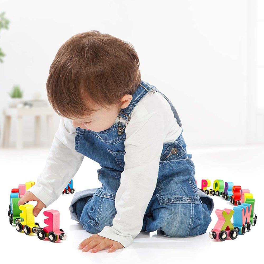 26 Alphabets Wooden Magnetic Train Includes A-Z