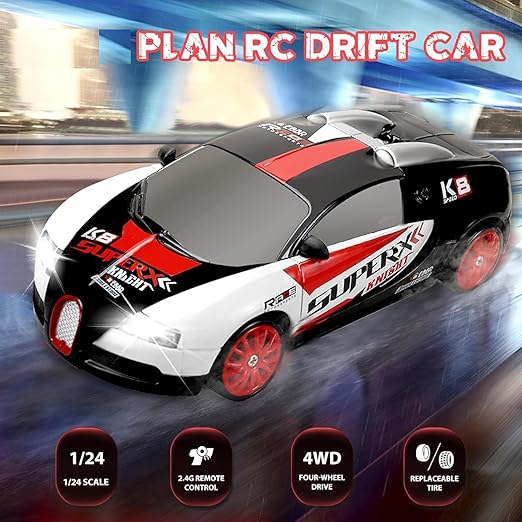 RC Drift Racing Car with LED Lights & Rechargeable Battery