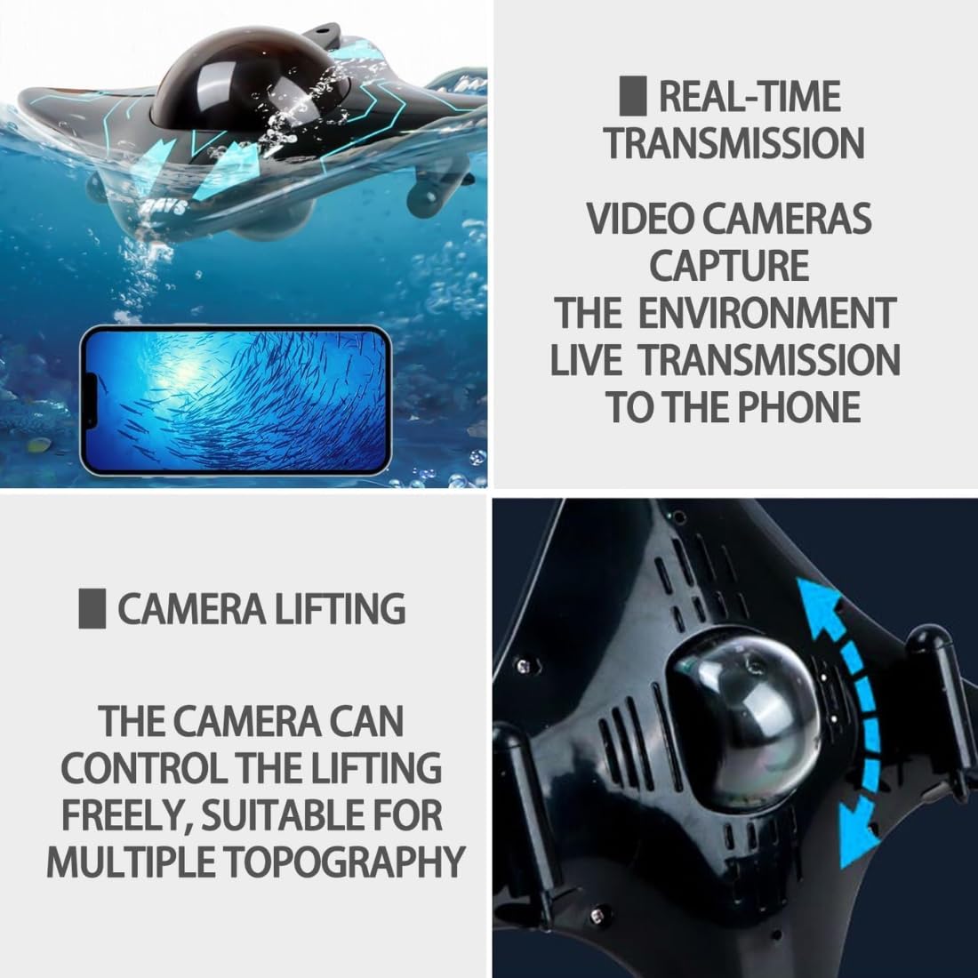 RC Underwater Drone with Camera & Wi-Fi Submarine Toy