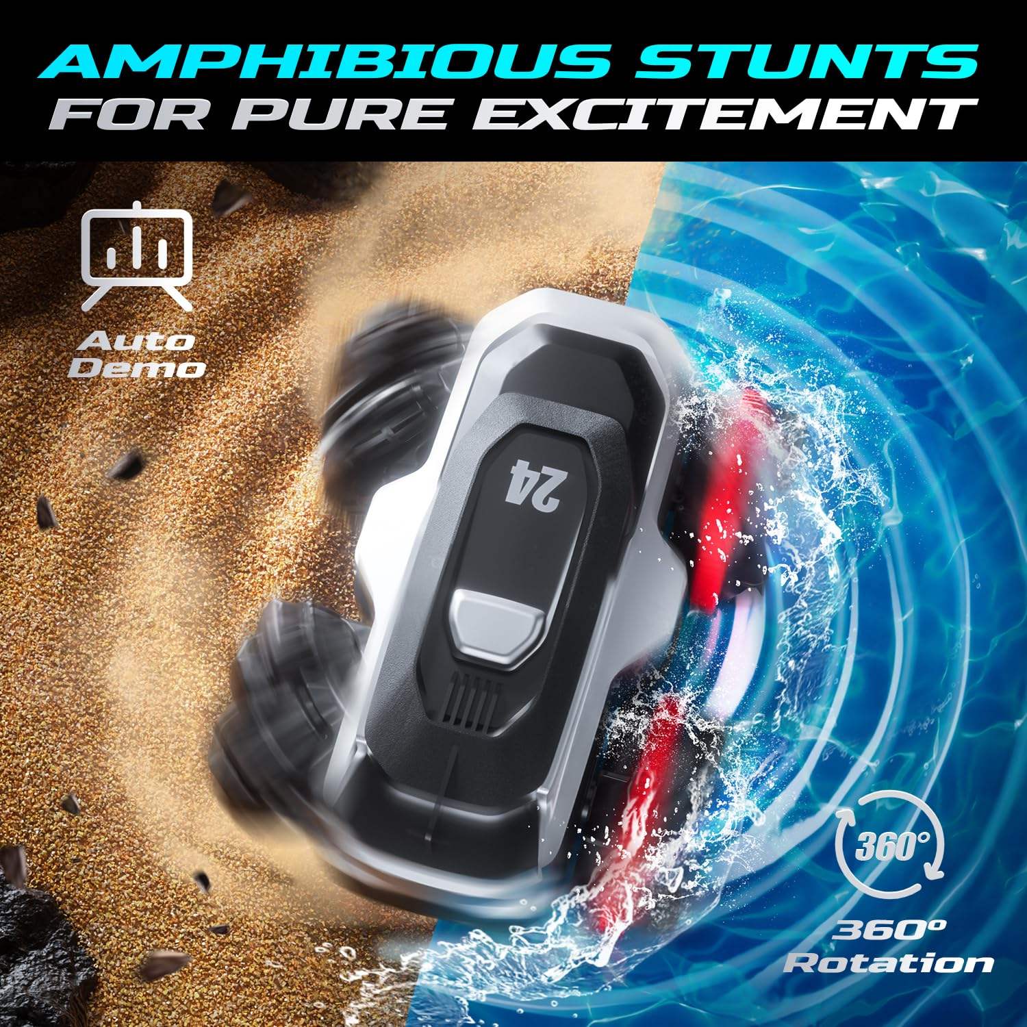 Mini 4WD RC Stunt Car 360° Amphibious Drive