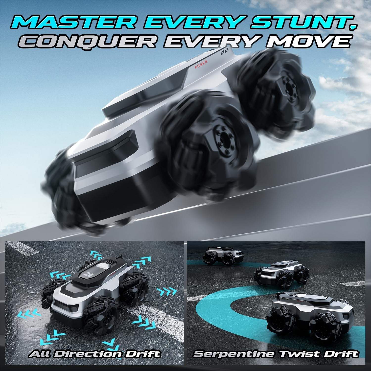 Mini 4WD RC Stunt Car 360° Amphibious Drive