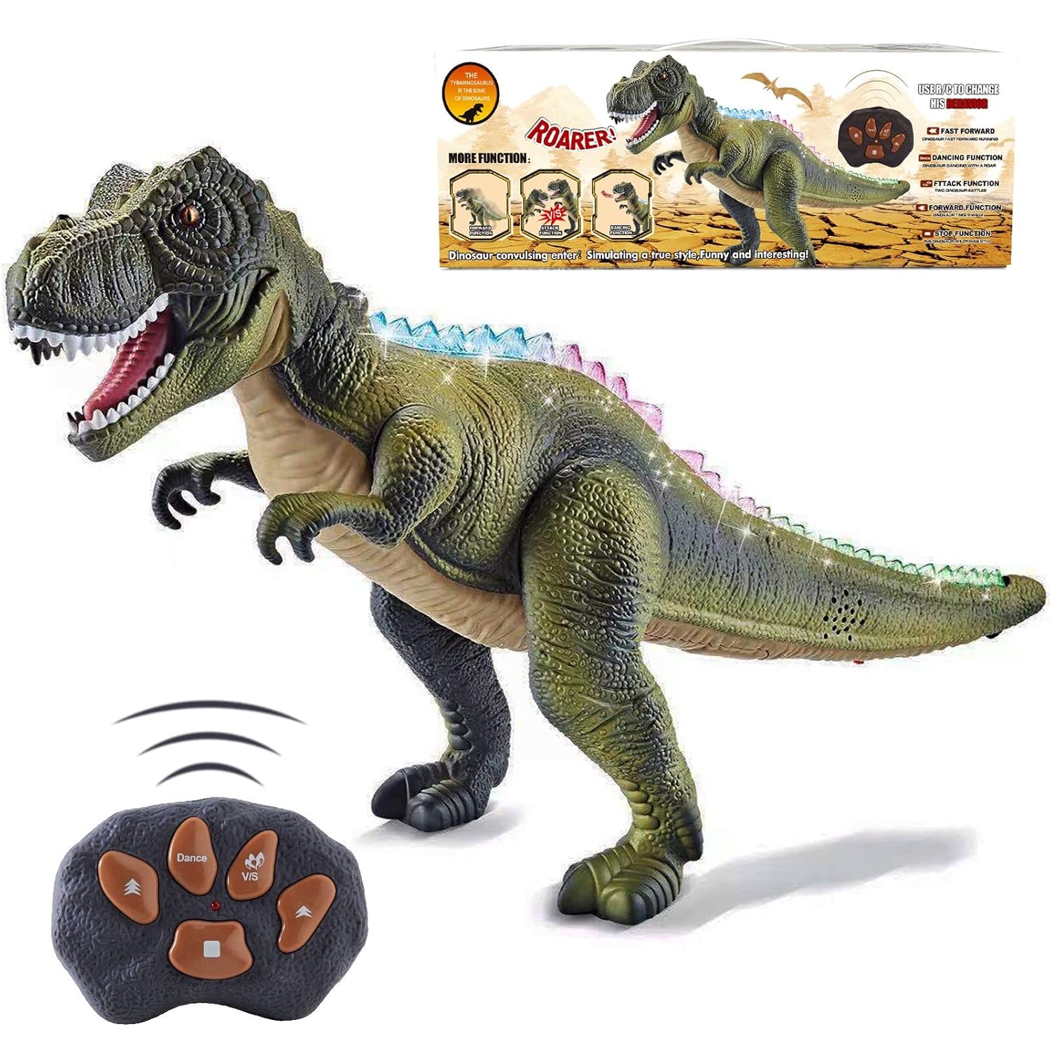 RC T-Rex Dinosaur –Light Up, Roaring, Walking Toy