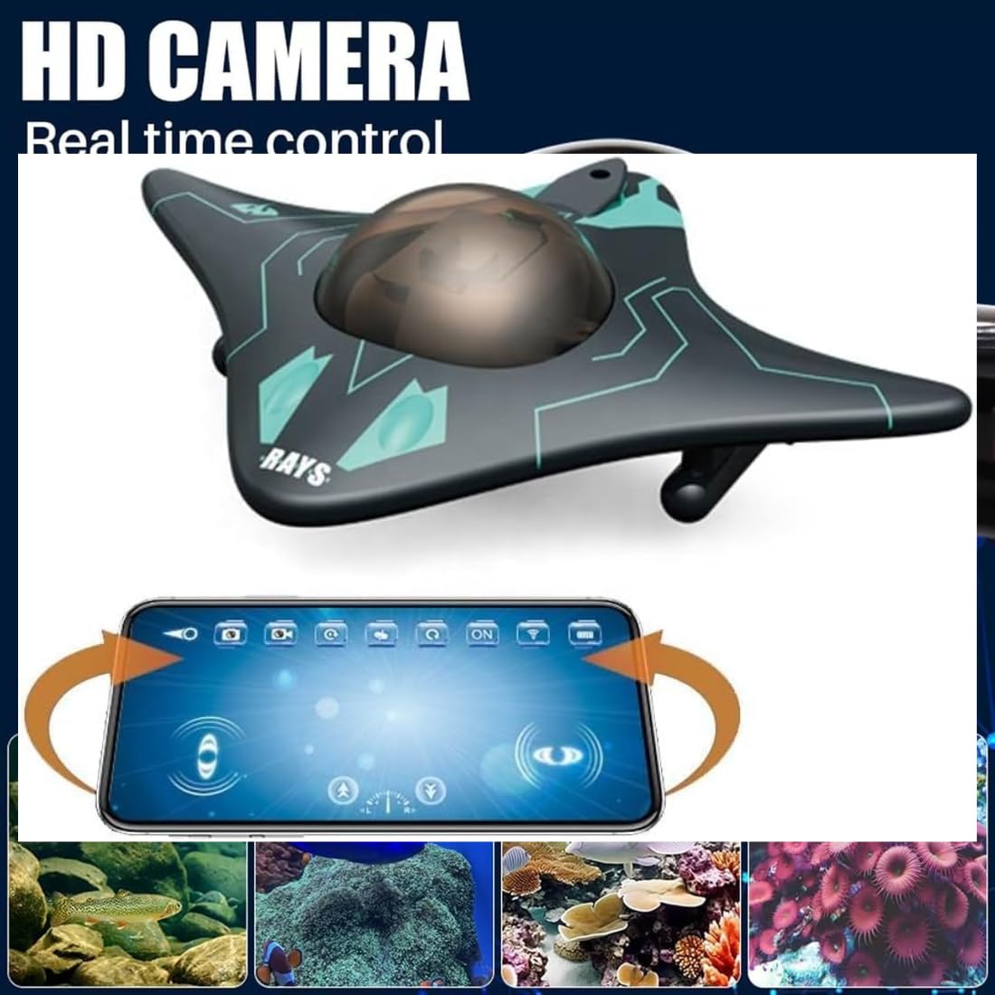 RC Underwater Drone with Camera & Wi-Fi Submarine Toy